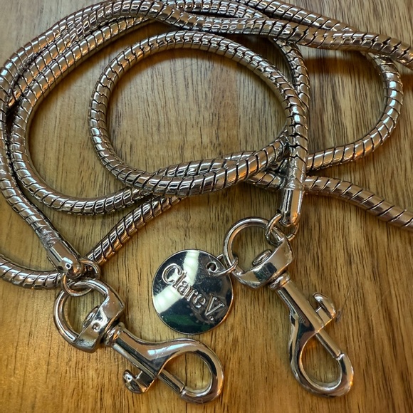 Clare V CROSSBODY STRAP SILVER SNAKE NWT 5mm 44.5 inches long retail $115 - Picture 3 of 7